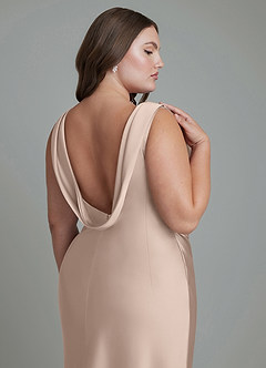 Azazie Kieryn Brautjungfernkleider Meerjungfrau-Linie Plissee Stretch-Satin Kleid Englisches Rosa image14