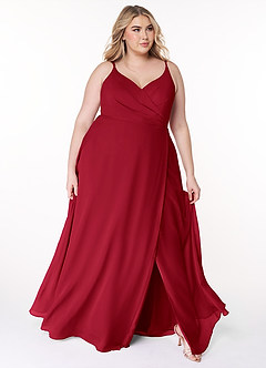 Azazie Lennon Bridesmaid Dresses Scarlet A-Line Lace Chiffon Dress image9