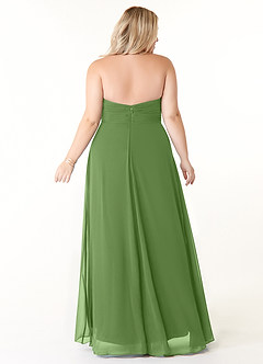 Azazie Tessie Bridesmaid Dresses Basil A-Line V-Neck Pleated Chiffon Dress image7