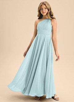 Azazie Charlize Junior Mist A-Line Pleated Chiffon Dress image1