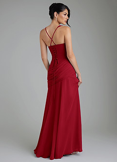 Azazie Toya Bridesmaid Dresses Scarlet A-Line Corset Chiffon Dress image2