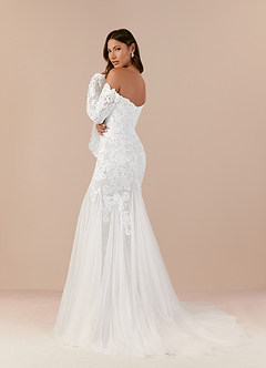 Azazie Arlette Wedding Dresses Diamond White Mermaid Sweetheart Sequins Tulle Dress image5