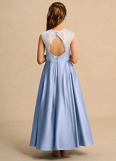 Azazie Candy Girl vestidos de niña de las flores Vestido de Hielo de Satin Mate de Princesa con Lazo image2