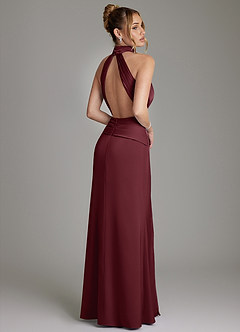 Azazie Gracelynn Rochii de domnișoară de onoare Teacă Plisat Satin elastic Lungime până la podea Rochie image9