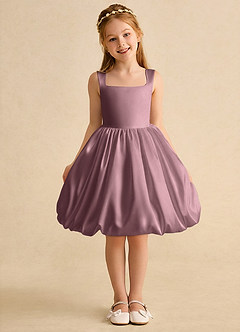 Azazie Nirvana Flower Girl Dresses Vintage Mauve Ball-Gown Ruched Matte Satin Dress image2