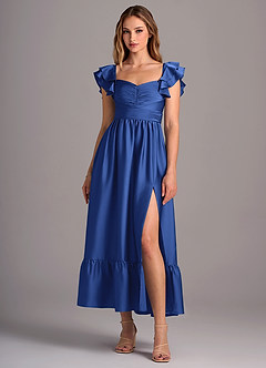 Azazie Anaya Bridesmaid Dresses Royal Blue A-Line Sweetheart Neckline Stretch Satin Convertible Dress image1