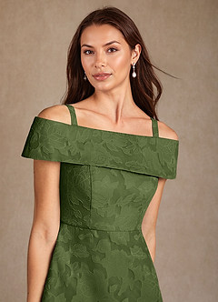 Azazie Medford 신부의 어머니 드레스 A라인 오프 더 숄더 플로럴 번아웃 플로어 길이 드레스 image7