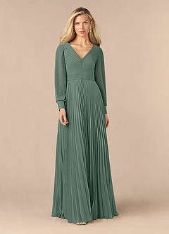 Azazie Zina Mother of the Bride Dresses Eucalyptus A-Line Pleated Chiffon Dress image1