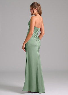 Azazie Lucille Vestidos de damas de honor Vestido de Matcha de Satén Elástico de Corte Sirena Convertible con Sin tirantes image4