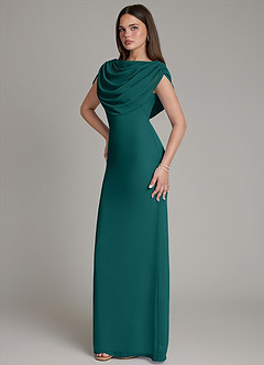 Azazie Hadley Brautjungfernkleider Meerjungfrau-Linie Plissee Chiffon Kleid Pfau image9