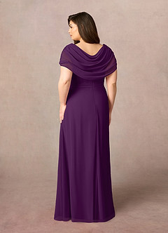 Azazie Mary vestidos de madre de la novia Vestido de Uva de Gasa de Corte En A con Corte Lateral image8