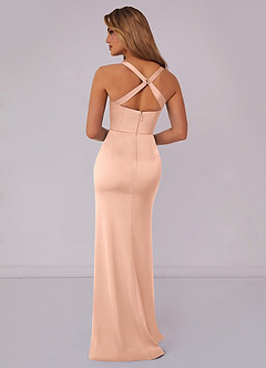 Barbie ♥ Azazie Bridesmaid Dresses English Rose Mermaid Pleated Stretch Satin Dress image2