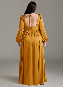 Azazie Norah Brautjungfernkleider A-Linie Stretch-Satin Kleid Butterscotch image8