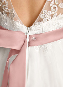 Azazie Lettie Flower Girl Dresses Ivory Rose Gold Ball-Gown Lace Dress image6