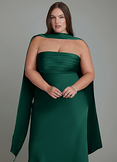 Azazie Saylor Bridesmaid Dresses Emerald Mermaid Strapless Stretch Satin Dress image18