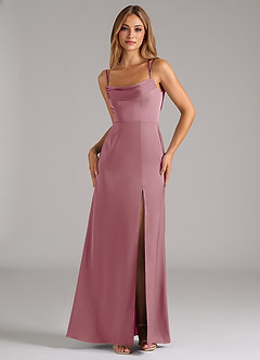 Azazie Callan Final Sale Vintage Mauve A-Line Pleated Stretch Satin Convertible Dress image5