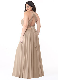Azazie Evalleen Robes de demoiselle d'honneur Robe Trapèze en Mousseline de soie Plissée Taupe image8