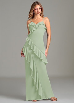 Azazie Danny Bridesmaid Dresses Dusty Sage Mermaid Ruched Chiffon Dress image3