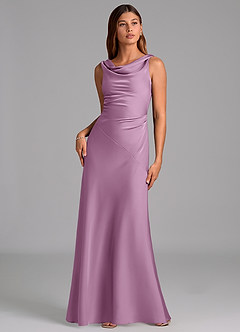 Azazie Nerine Brudtärnklänningar Klä av A-Linje i Stretch Satin Plisserad Blåregn image3