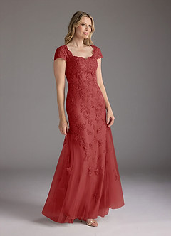 Azazie Marbella Mother of the Bride Dresses Rust Mermaid Queen Anne Sequins Lace Dress image3