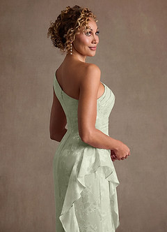 Azazie Galinda Klänningar till brudens mor Klä Tubklänning i Blommig Jacquard Ena axeln Dusty Sage image6