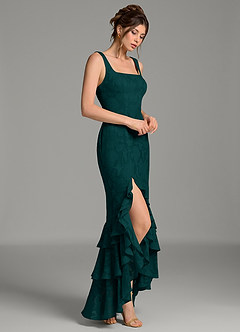 Azazie Apolline Bridesmaid Dresses Pine Mermaid Corset Floral Burnout Dress image5