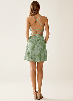 Lysandra Sage Stretch 3D Flowers Corset Mini Dress image7