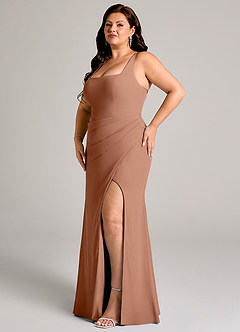 Azazie Mero Bridesmaid Dresses Bronzer Sheath Pleated Chiffon Dress image12