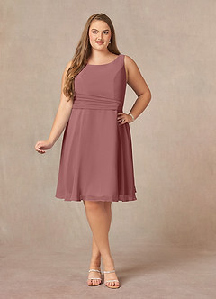Azazie Shirley Mother of the Bride Dresses Desert Rose A-Line Scoop Pleated Chiffon Dress image11