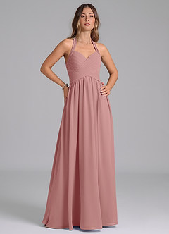 Azazie Darlyn Bridesmaid Dresses Dusty Rose A-Line Pleated Chiffon Dress image4