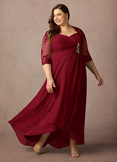 Azazie Anne Mother of the Bride Dresses Burgundy Sheath Sweetheart Sequins Lace Dress image12