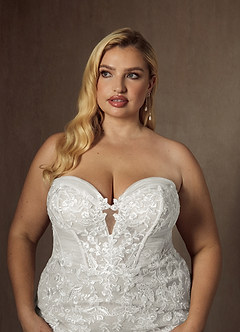 Azazie Leilani Wedding Dresses Diamond White Mermaid Sequins Tulle Dress image16