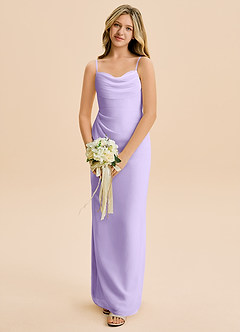 Azazie Mai Junior Lilac Sheath Pleated Chiffon Dress image4