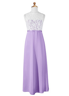 Azazie Rana Junior Lilac A-Line Lace Chiffon Dress image5