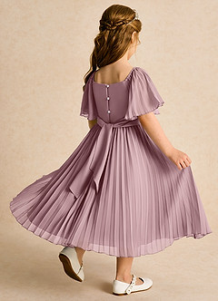 Azazie Gisele Flower Girl Dresses Dusty Rose A-Line Pleated Chiffon Dress image3