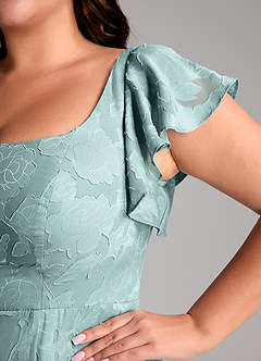 Azazie Bondi Bridesmaid Dresses Mist A-Line Side Slit Floral Burnout Dress image11