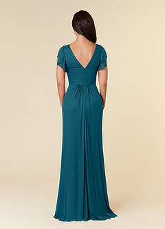 Azazie Reneya Mother of the Bride Dresses Ink Blue A-Line Pleated Mesh Dress image4