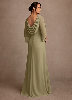Azazie Anaheim Mother of the Bride Dresses Moss Green A-Line Pleated Chiffon Dress image2