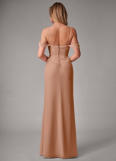 Azazie Haisley Bridesmaid Dresses Champagne Rose Sheath Off the Shoulder Chiffon Convertible Dress image7
