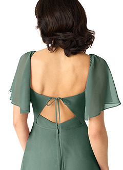 Azazie Chloe Robes de demoiselle d'honneur Robe Trapèze en Mousseline de soie Encolure en Forme de Cœur Mousse De Mer image3