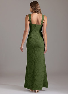 Azazie Denice Brudtärnklänningar Klä av A-Linje i Blommig Utbrändhet Plisserad Oliv image5