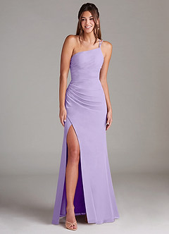 Azazie Eren Brautjungfernkleider Etui One-Shoulder Chiffon Kleid Flieder image3