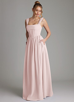 Azazie Caterina Bridesmaid Dresses Blushing Pink A-Line Corset Chiffon Dress image5