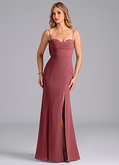 Azazie Wynni Abiti da Damigella Abito Sirena in Chiffon Corsetto Merlot image4