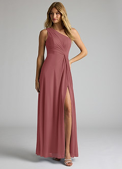 Azazie Brooke Bridesmaid Dresses Amethyst A-Line One Shoulder Mesh Dress image3