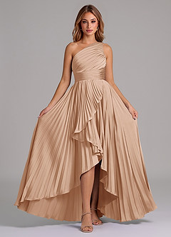 Azazie Lyrica Bridesmaid Dresses English Rose A-Line One Shoulder Stretch Satin Dress image6