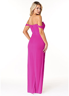Azazie Tessa Bridesmaid Dresses Fuchsia Sheath Sweetheart Off-The-Shoulder Mesh Convertible Dress image5