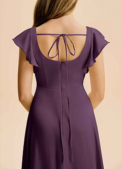 Azazie Bondi Junior Plum A-Line Side Slit Stretch Satin Dress image6
