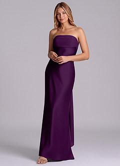 Azazie Ailanie Brudtärnklänningar Klä av Tubklänning i Stretch Satin Axelbandslös Druva image3