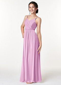 Azazie Luxy Junior Candy Pink Pleated Mesh Dress image5